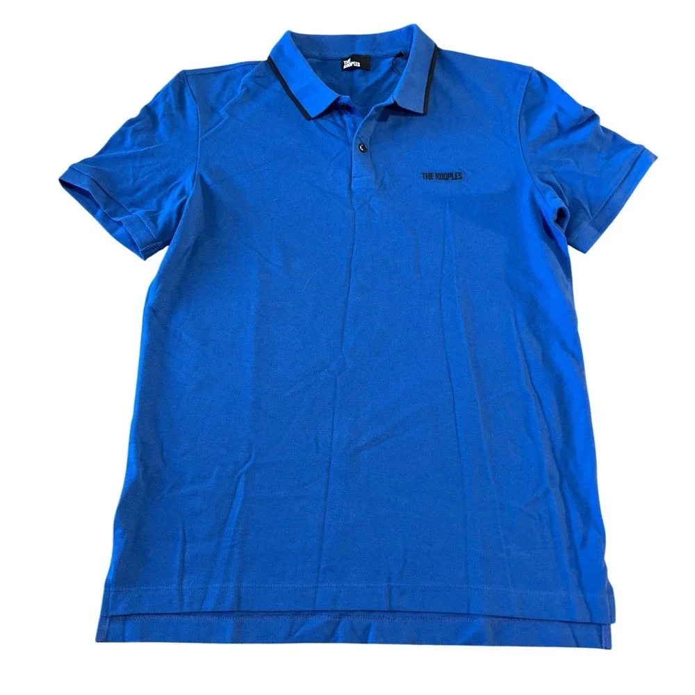 The Kooples Mens Royal Blue Pique Polo Shirt Tipped Collar HPOC26007K Size M